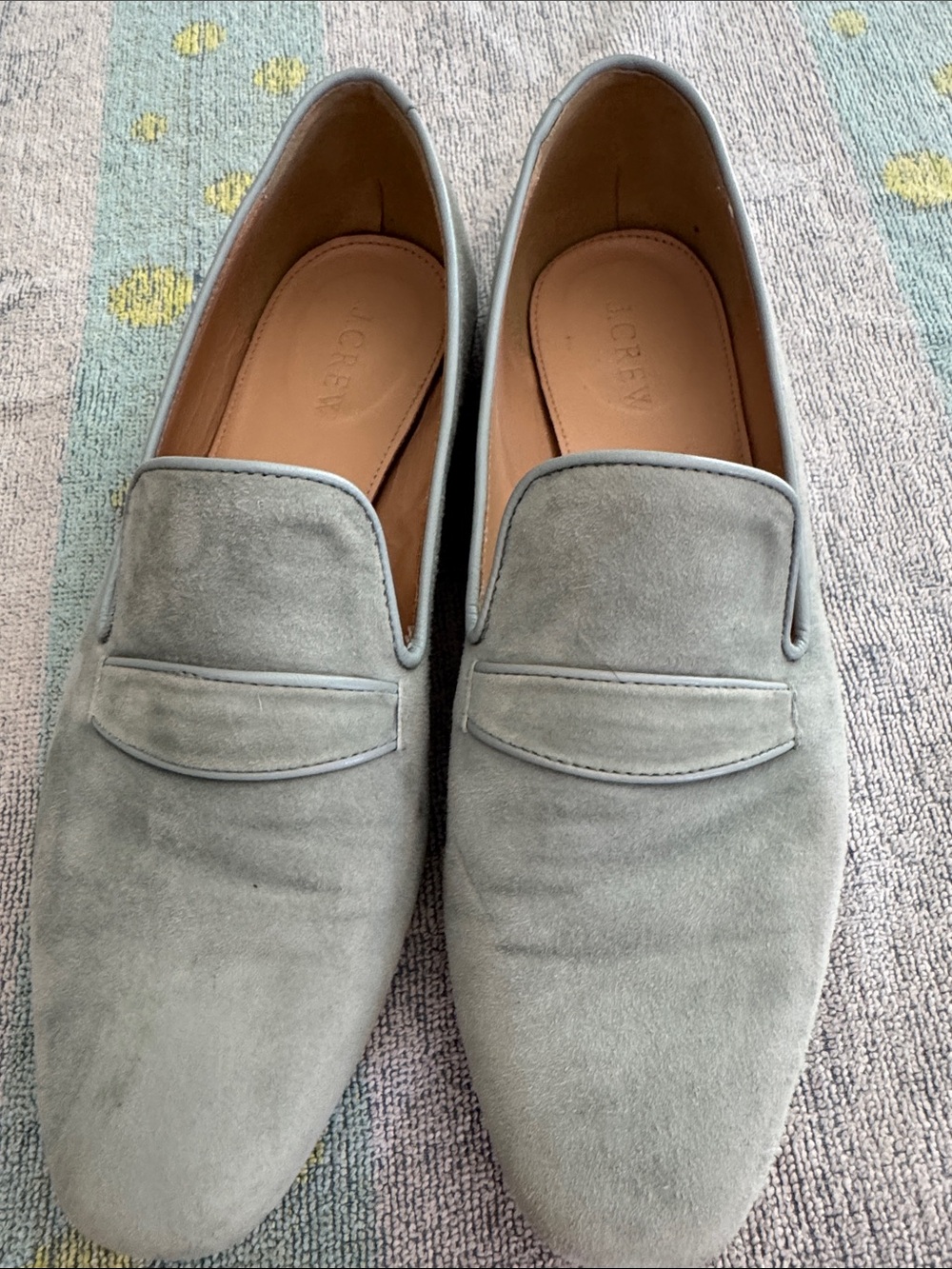 J. Crew Women's Suede Penny Loafers in soft blue